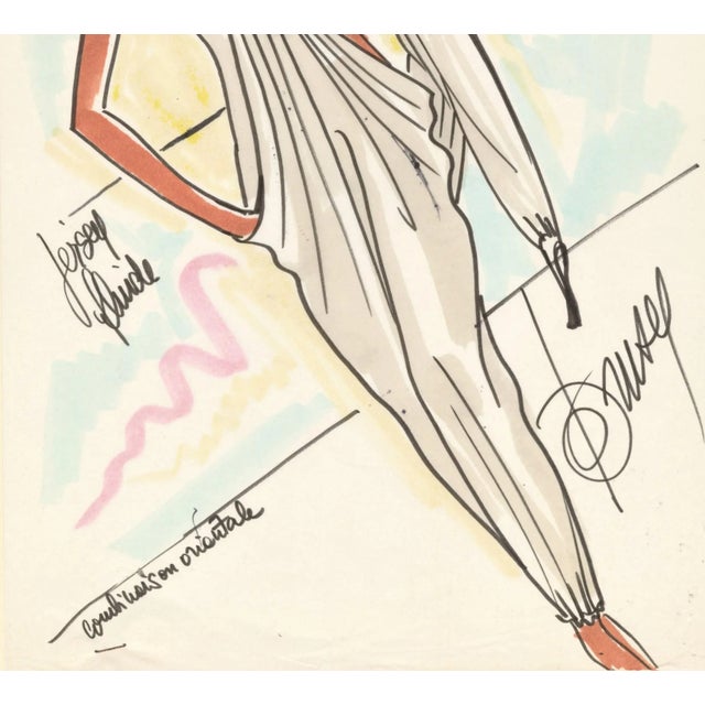 Contemporary 1980's Rare Original French Fashion Drawing Summer Beach Cruise Wear For Sale - Image 3 of 4