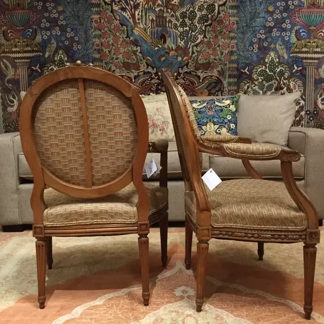 Pair of Traditional 19th Century Louis XVI Style Accent Chairs For Sale - Image 9 of 13