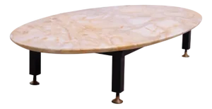 Low Oval Marble Coffee Table with Removable Metal Structure and Feet