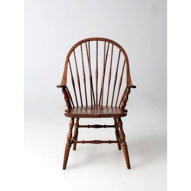 Antique American Windsor Brace Back Armchair For Sale - Image 9 of 13