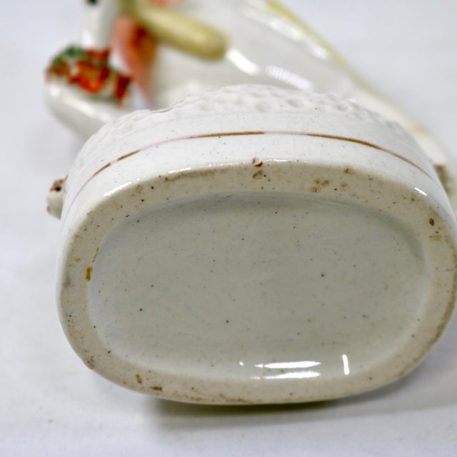 Mid 19th Century 19th-Century Antique Staffordshire Pottery Parrot Quill Holder & Inkwell For Sale - Image 5 of 15