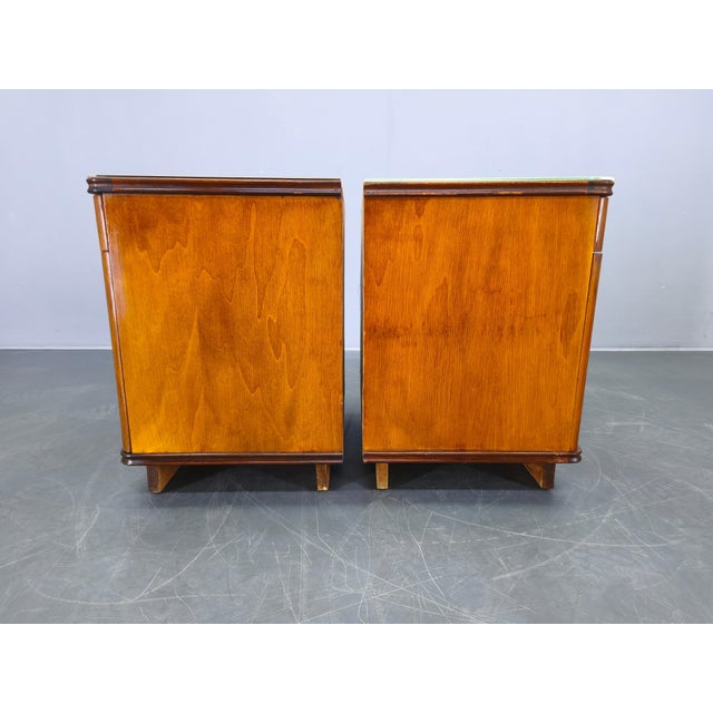 Mid-Century Modern Walnut Nightstands with Glass Tops, 1950s, Set of 2 For Sale - Image 9 of 15