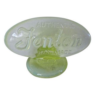 Fenton Vaseline Glass Advertising Sign For Sale