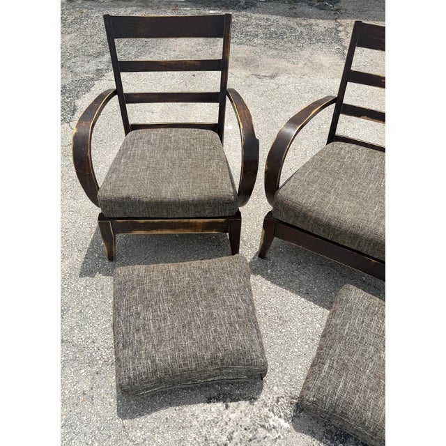 Black Pair of Distressed Hardwood Lounge Chairs in the Style of Dakota Jackson For Sale - Image 8 of 10