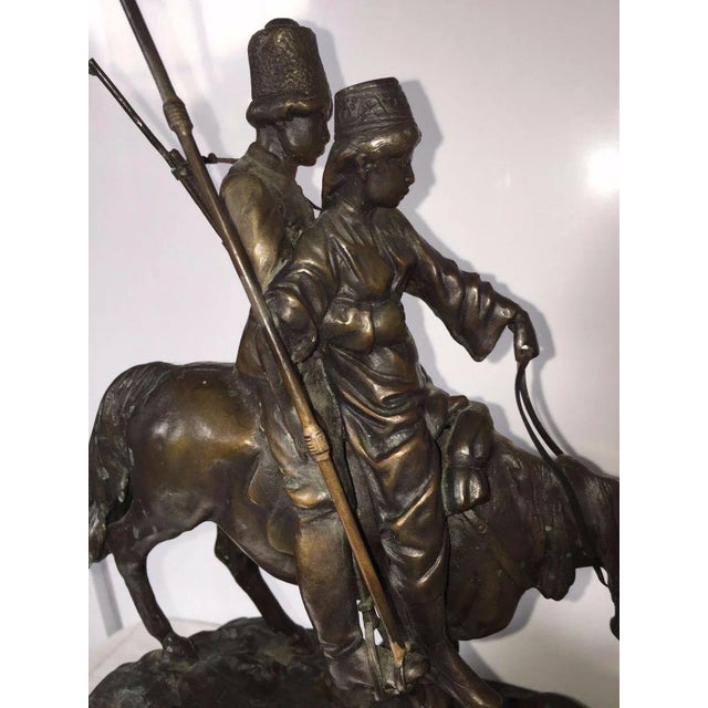 Early 20th Century "Two Cossacks on Horseback" Bronze Sculpture Signed A.M. Bonegor For Sale - Image 4 of 12