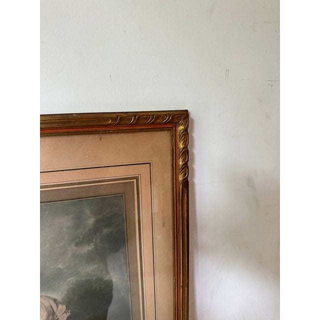Mid-Century Modern 1970s Antique Signed Print of Woman in Garden, Framed For Sale - Image 3 of 9