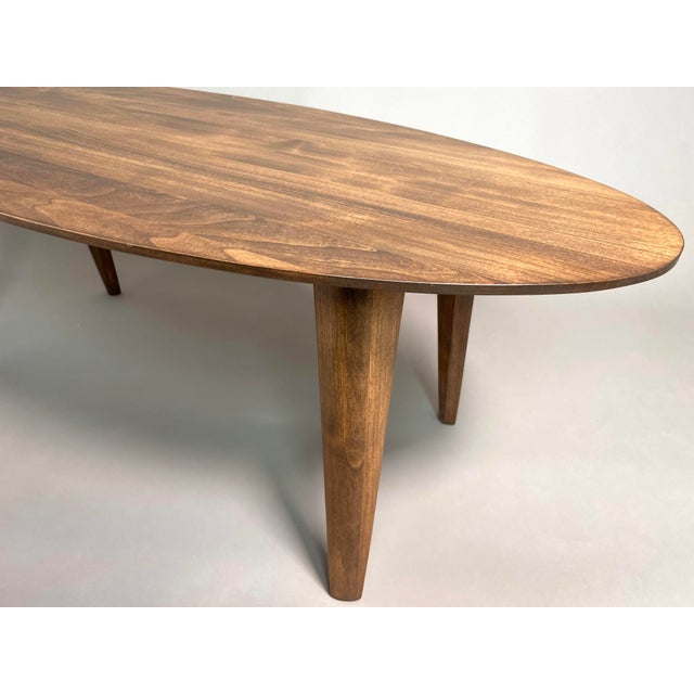 Mid-Century Modern Oval Coffee Table Handcrafted From Solid Wood For Sale - Image 3 of 12