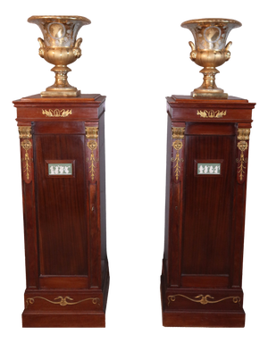 Large Antique Side Tables with Doors, 1800s, Set of 2