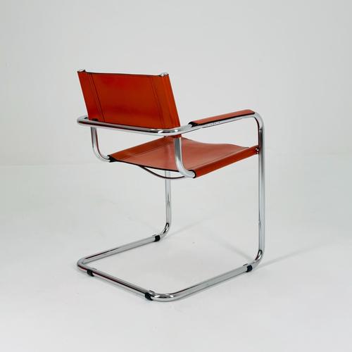 Marcel Breuer Chairs Model MG5 Centro Studio Desk Chair in Cognac by Mart Stam & Marcel Breuer for Fasem ,Italy, 1970s For Sale - Image 4 of 11
