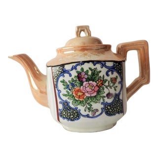 Vintage Made in Japan Lusterware Floral Teapot Taisho Showa Periods 1913-1941 Japonisme For Sale