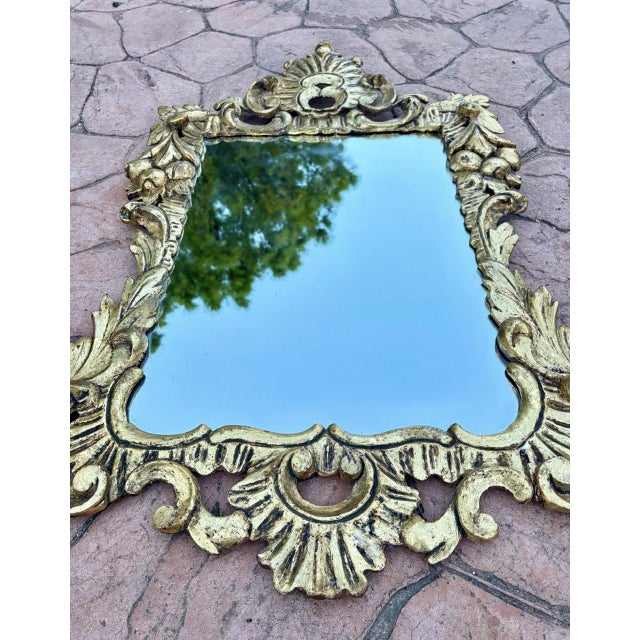 Mid-Century Baroque Style Gilt Plaster Wall Mirror, 1940 For Sale - Image 6 of 7