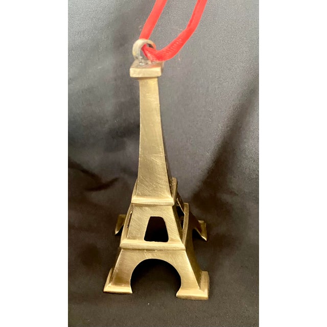Late 20th Century Vintage Solid Brass Eiffel Tower Christmas Ornament For Sale - Image 5 of 8