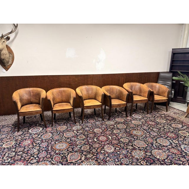 English Sheep Leather Chairs, Set of 6 For Sale - Image 13 of 13