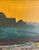 1970s Giltwood Framed, Landscape Oil on Canvas in Vibrant Yellow & Teal For Sale - Image 5 of 10