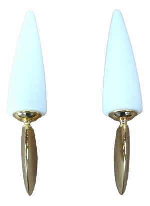 Two Wall Sconces with White Tulip Glass Shades, 1970s, Set of 2