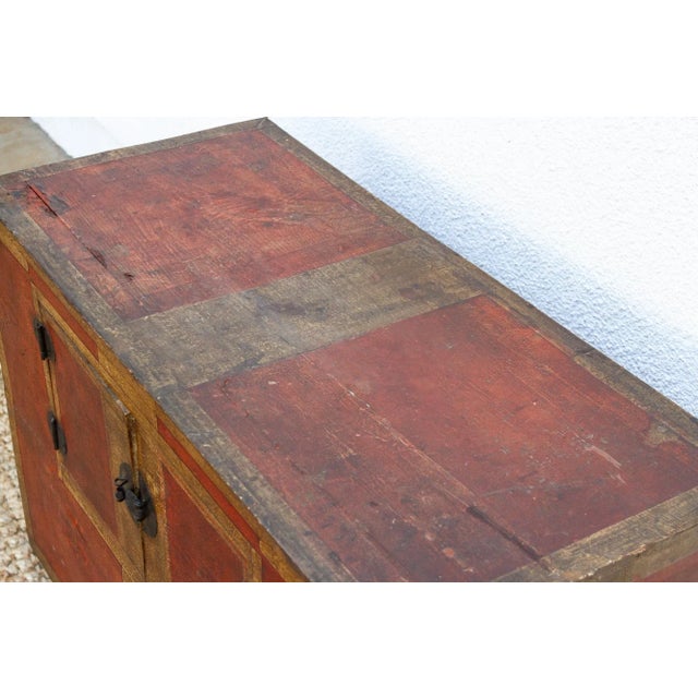 Red Antique Korean Painted Marriage Chest For Sale - Image 8 of 11