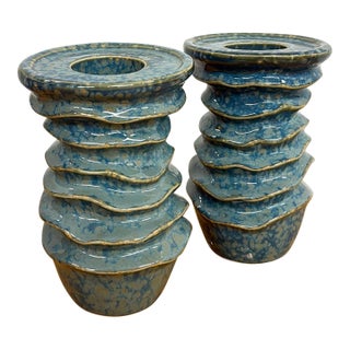 Vintage Abstract Ceramic Candle Holders For Sale