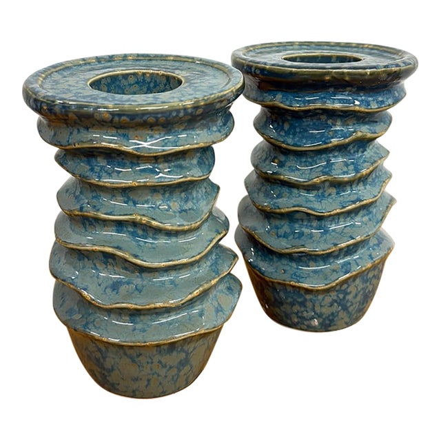 Vintage Abstract Ceramic Candle Holders For Sale