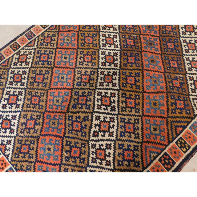 Textile 1980s A Polychrome Kilim Flatweave Rug. 4'6"x 6'4" For Sale - Image 7 of 12