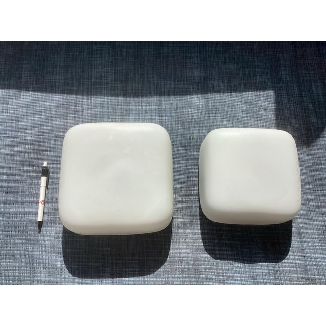 Contemporary Minimalist Opaline Glass Ceiling Lamps, 1960, Set of 2 For Sale - Image 3 of 6