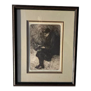 1980s Colorado Artist Etching Signed Pierre De Bernay, Framed