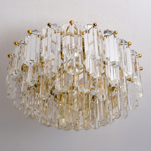 Flush Mounts in Gilt Brass Glass attributed to J. T. Kalmar for Kalmar, Austria, 1970s For Sale - Image 3 of 16