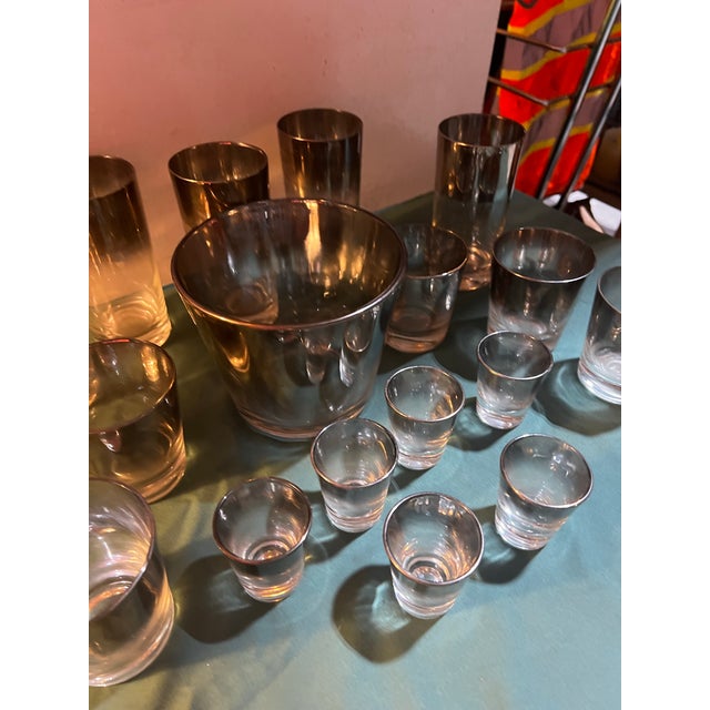 1970s Collection of Dorothy Thorpe Silver Fade Glassware Set - 18 pcs For Sale - Image 10 of 12