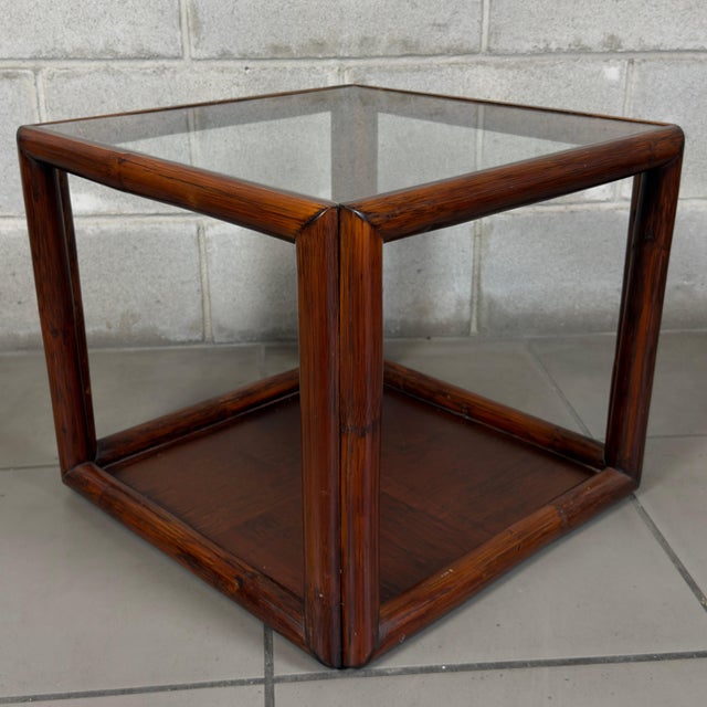 Vintage Italian Square Coffee Table in Wood and Glass, Double Top, 1960s For Sale - Image 9 of 9