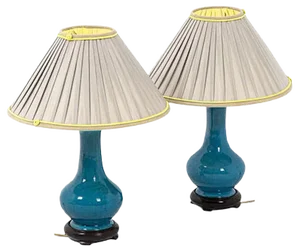 Lamps in Ceramic and Gilt Bronze by Pol Chambost, 19th Century, Set of 2