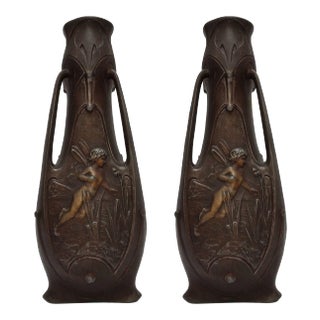 French Art Nouveau Vases - a Pair For Sale