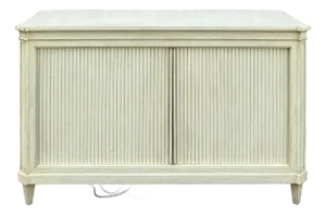Vintage Baker Furniture Neoclassical Tambour Door Media Credenza in Toupe