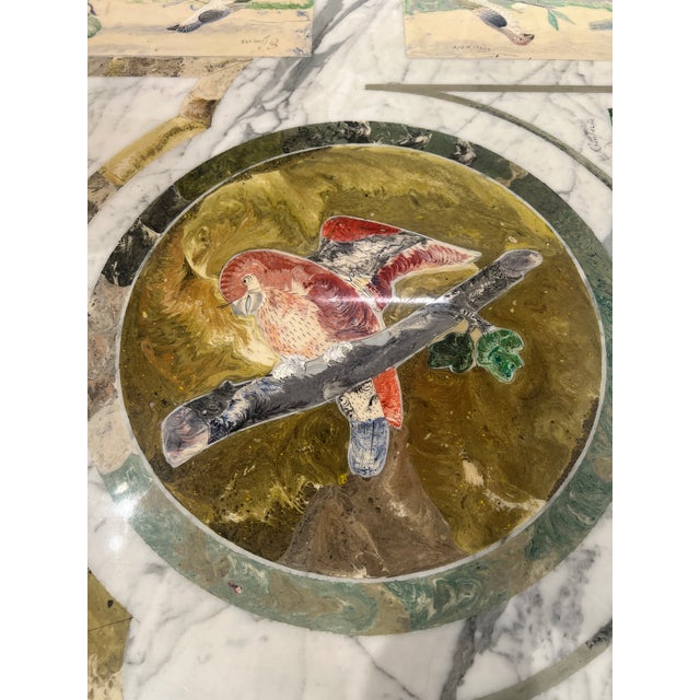 Wood Italian Scagliola Marble Specimen Decorated Dining Table on Ming Style Base For Sale - Image 7 of 12