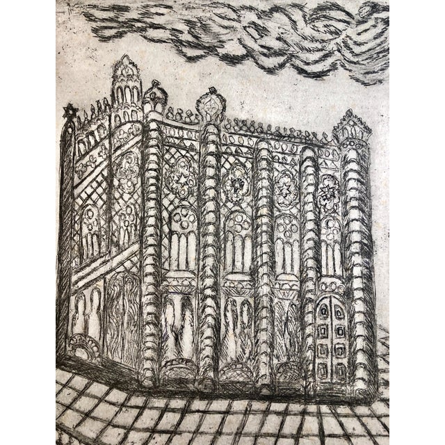 Wien, Österreich, Etching of Synagogue, Jewish temple. From very rare small edition. Most are signed in Hebrew and /or...