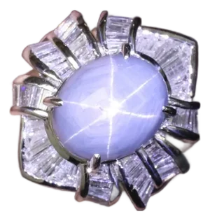 Late 20th Century Fine 12.05ct Natural Star Sapphire & 1.72ct Diamond Platinum Ring Size 5.75
