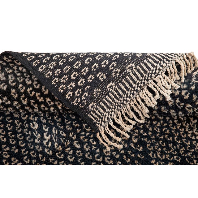 Speckled Solid Hand-Knotted Wool Rug | 10'11" X 6'4" | One of a Kind For Sale - Image 6 of 10