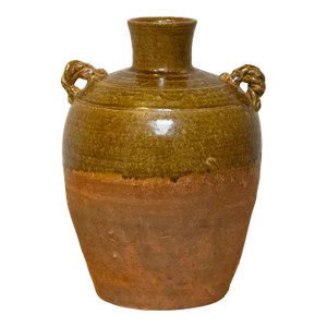 Tall Vintage Brown Stoneware Vase