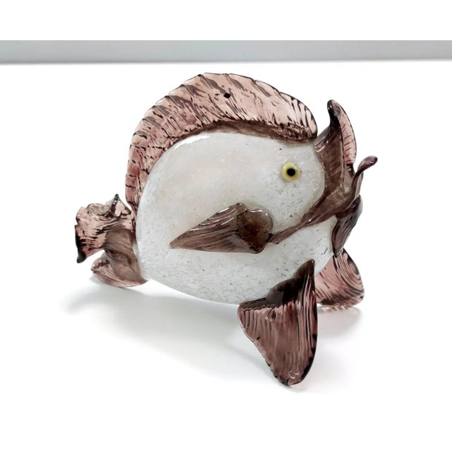 Brown and White Murano Glass Decorative Fish Figure attributed to Vetreria Toso for Fratelli Toso, Italy, 1930s For Sale - Image 14 of 14