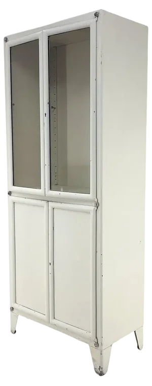 Vintage Iron & Glass Medical Cabinet, Czechoslovakia, 1950s