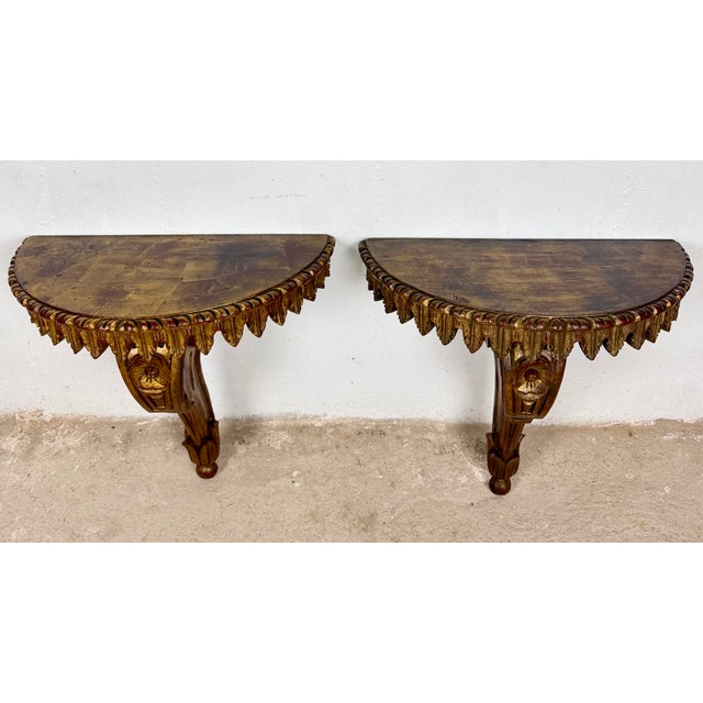 Rococo 20th Century Italian Polychromed Wall Pedestals, 1950, Set of 2 For Sale - Image 3 of 18
