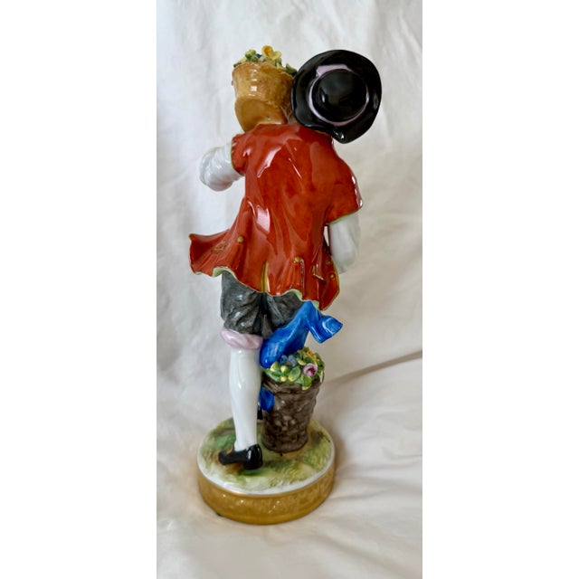 Pair of Volkstedt German Porcelain Flower Seller Figurines For Sale - Image 11 of 12