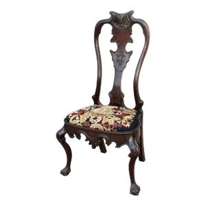 Antique 19c Carved Chippendale Mahogany Ball & Claw Foot Side Chair