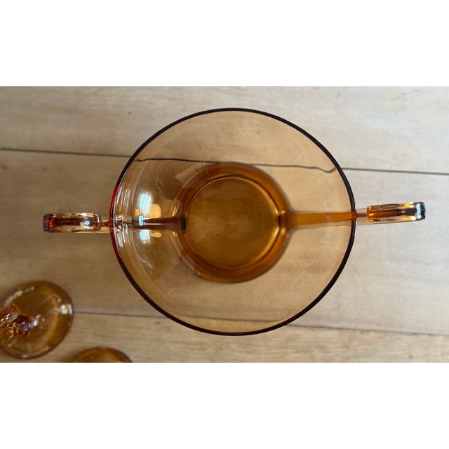 Fostoria Art Deco Pink Scroll Console Bowl With Pair of Candlestick Holders - 3 Piece Antique Set Glass Set Circa 1920-30 For Sale - Image 12 of 12