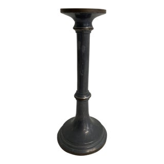 Vintage Tall Pewter Candlestick With Copper Bands by Rubicon International For Sale