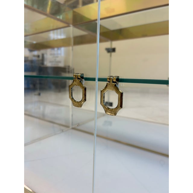 1970s Hollywood Regency Mid Century Brass and Glass Credenza For Sale In Los Angeles - Image 6 of 7