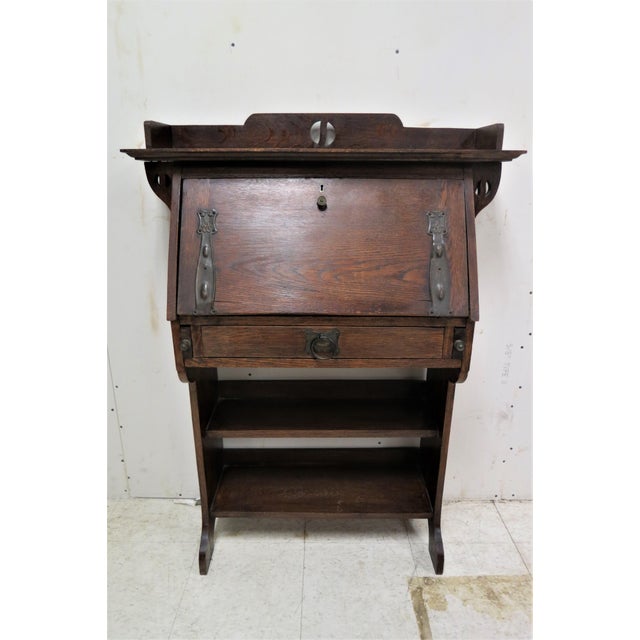 Antique English Rustic Oak Larkin Style Secretary Desk Chairish