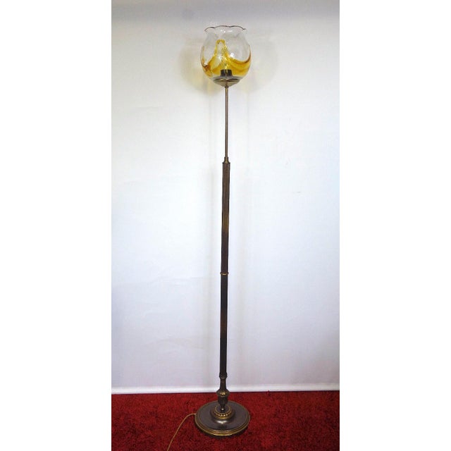 Brass and Glass Floor Lamp from Unbekannt, 1980s For Sale - Image 9 of 9