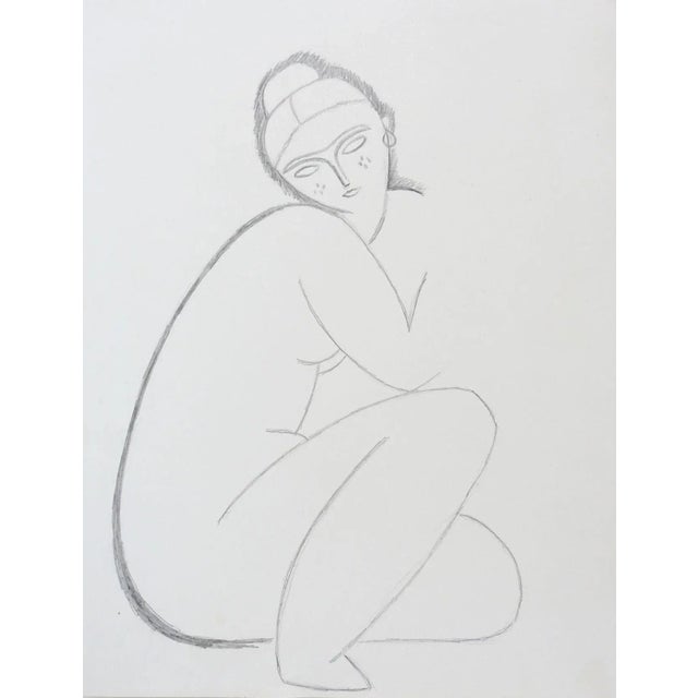 Mid-Century Modern Vintage Abstract Nude Drawing For Sale - Image 3 of 3