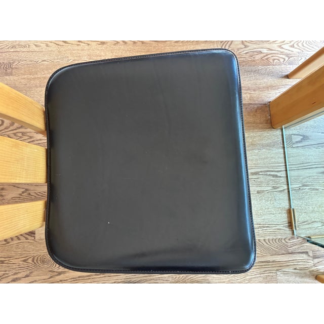 1980s Vintage Italian Wood and Brown Leather Chairs - In the Style of Pietro Costantini-Set of 4 For Sale - Image 10 of 18