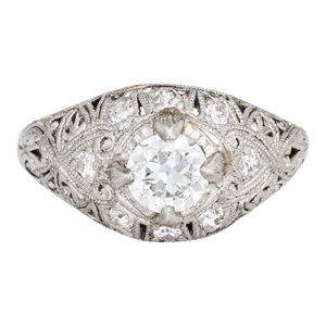 Early 20th Century Antique Edwardian 0.55ct Diamond Engagement Ring Vintage Platinum Bridal size 5.5