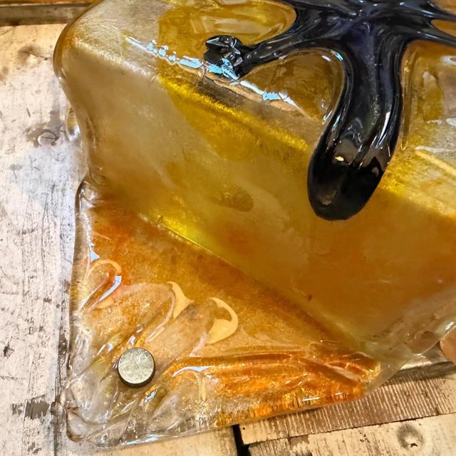 Two Rare 1970s Mazzega Space Age Square Murano Glass Wall or Ceiling Lights For Sale - Image 12 of 18